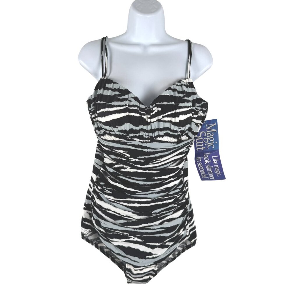 Magicsuit One Piece Swimsuit Size 16 Zebra Print Nylon Spandex‎ NWT SW-2058